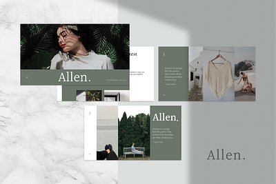 ALLEN Powerpoint Template allen deck elegant fashion google slide green hype keynote pitch powerpoint ppt pptx presentation presentation layout simple slide template women