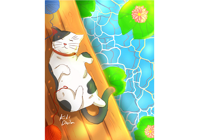 Lazy cat art artwork colors illustration illustrator