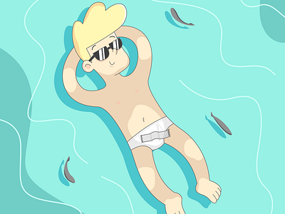 Banana taped on a man banana tape beach cartoon cartoon art deigital art illustration illustration daily relax vector art water