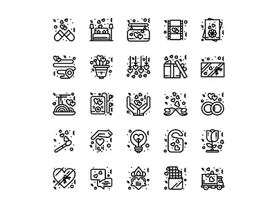 25 Valentines day Icons arrow calendar celebration couple day february gift happy heart holiday icon love pink ring romance search sign symbol valentine vector