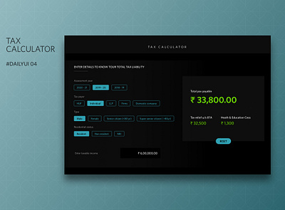 #DAILYUI_04_Calculator calculator calculator ui conceptual dailyui dark ui ipad design tax calculator