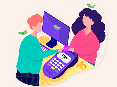 P A Y M E N T S app character flat illustration proccreate ui ux web