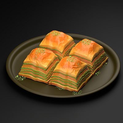 Baklava 3d 3dartist animation blender branding food illustration