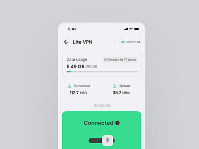 Lite VPN: Mobile App UI app connection design mobile app signal ui ui ux vpn vpn app