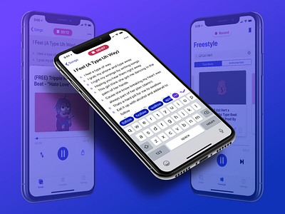 RhymePad (iOS app) design freestyle hiphop ios ios app iphone music songwriting ui uidesign uiux ux