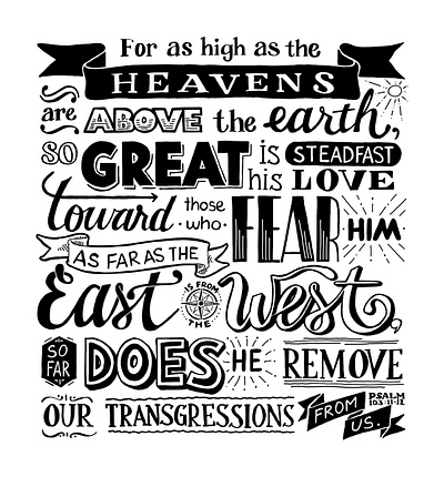 Verse Art - Psalm 103:11-12 banner compass illustration ipad pro lettering lettering art lettering artist love procreate app psalm sun typography verse