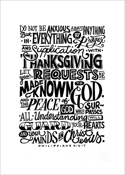 Verse Art - Philippians 4:6-7 lettering lettering art paper pen and ink philippians typography verse