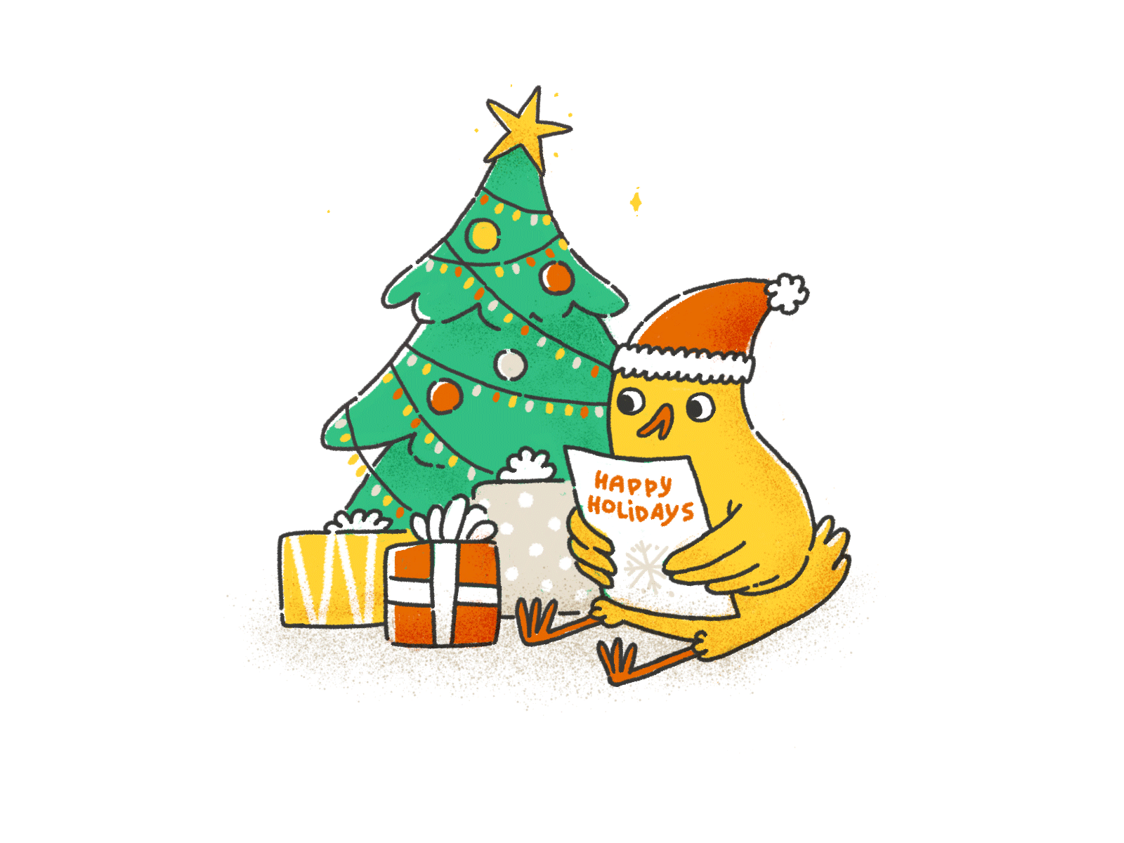 Chrismas is comig! 2d 2d character animation bird chick chicken christmas christmas tree illustration motion design new year party photoshop preparation