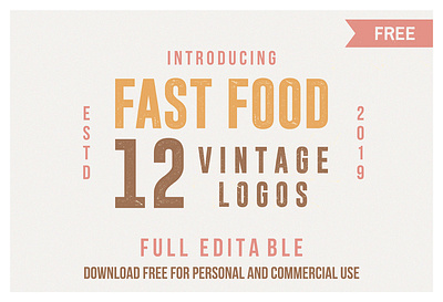 FREE Fast Food vintage logo badge design fast food fastfood free freebie logo vector