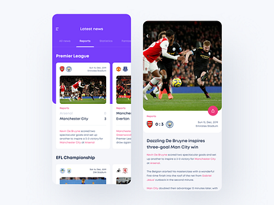 Sport News App app clean design football football app ios mobile news news feed newsfeed soccer soccer app sport sport app sports design ui white