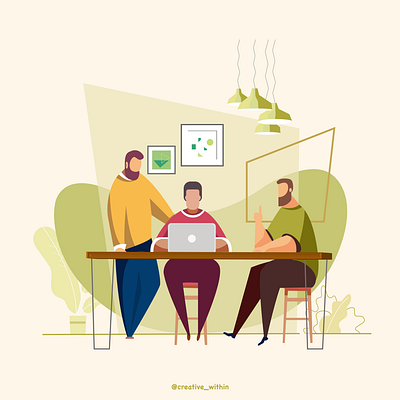 Illustrations: Co-working Space adobe illustrator coworking space design flat flat design illustration illustrator minimal vector website