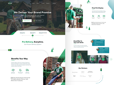 PickUp animation app brand branding clean delivery design green icon iconography illustration landing logo minimalistic pickup ui ux web website