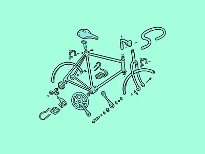 exploded road bike design digital illustration digital painting drawing illustration procreate