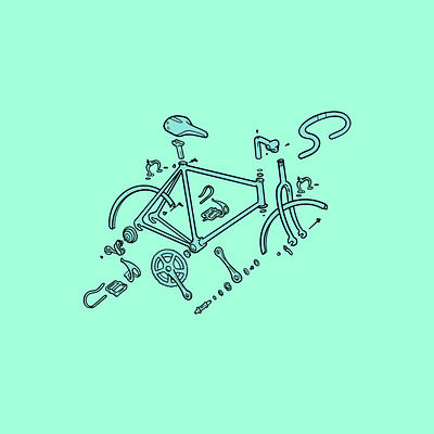 exploded road bike design digital illustration digital painting drawing illustration procreate