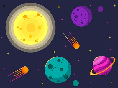 Cosmos comet cosmos illustration planet stars sun векторная графика звёзды комета планета солнце