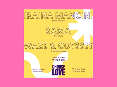 Choose Love Instagram Poster: Waze & Odyssey branding color design electronic event flyer instagram music poster shapes store technopark typography