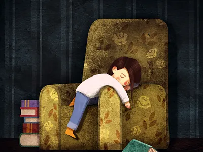 Slumb with books art book character child childhood children cute decorative design handdrawn illustration reader slumber story tales