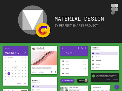 Free Material Design Kit For Figma by Perfect Shapes Project android components design system desktop figma free interface material design psproject styles tablet ui kit web