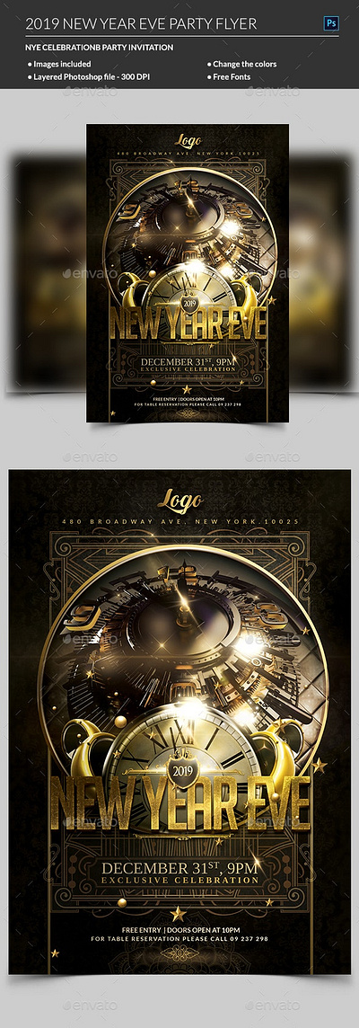 New Year Eve Flyer branding branding design christmas flyer christmas template invitation party new year flyer new year party new year template party event flyer promo party