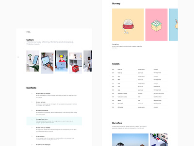 Our culture page awards color concept culture illustration interaction interface layout manifesto minimal mono. office photos ui way web webdesign website websites
