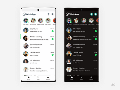 WhatsApp Redesign concept FB5 Design android android app appdesign branding design facebook fb5 mockup redesign ui userinterfacedesign virtuosoalpha whatsapp