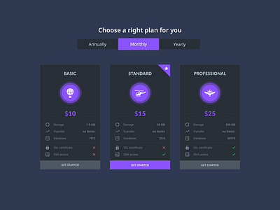 Pricing Plan Dark dark mode dark theme pricing pricing plan pricing table web design