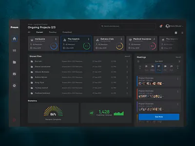 Web Platform - Praum || Rebound || dark dark mode dark ui dashboard design information learning managment minimal project system ui ux web website