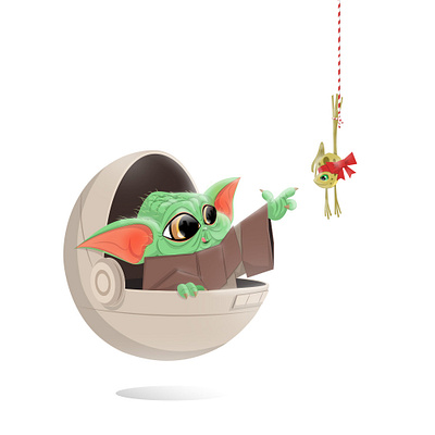 Baby Yoda artdirection baby yoda cartoon illustration cartooning christmas christmas card cute digital illustration frog funny gift gift card holiday card illustration vector illustration vectorart