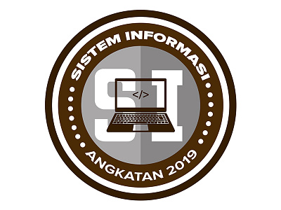 LOGO SISTEM INFORMASI abu abu adobe illustrator adobe photoshop angkatan 2019 branding cokelat design icon laptop layoutdesign logo putih sistem informasi