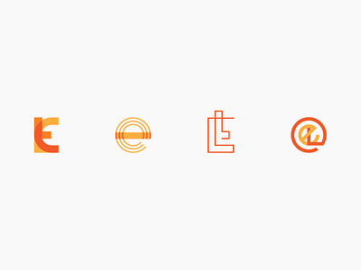 E L Initials — Logo Variations branding color blocking flat design flat illustration illustrator initials initials logo linework logo logotype modern logo orange logo vector