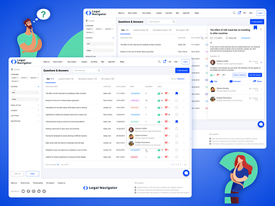 Questions&Answers page (FAQ) answers app design filters illustration lawyer legal legal adviser legal services navigator product design questions ui ux web