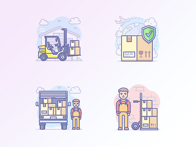 Scenarium icons vol.14 box delivery flat forklift icojam icons illustration relocation scenarium vector