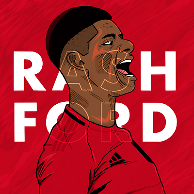 Marcus Rashford Illustration design drawing ink football illustration manchester united marcus rashford procreate soccer