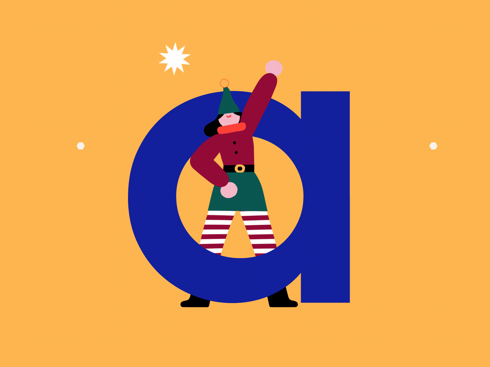 Hello holidays! 🎄 a animation character character animation character design chistmas elf gif greet hello illo motion motion graphics shapes xmas