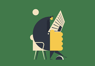 reading book character design illustration minimal poster simple vector