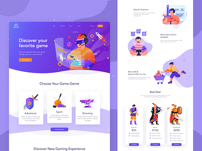 Gametopia Landing Page Exploration colors design fantasy galaxy game homepage illustration landing page nintendo pricing shop ui ui design ux webdesign website