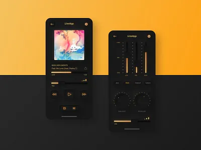 Skeuomorph Music App Dark theme app application concept design music skeuomorph ui uidesign user interface ux webdesign