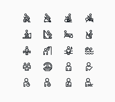 Gym icons android app apple bike crosstrainer design icon design iconography icons icons pack icons set ios rower sauna shower swim swimming training ui wattbike