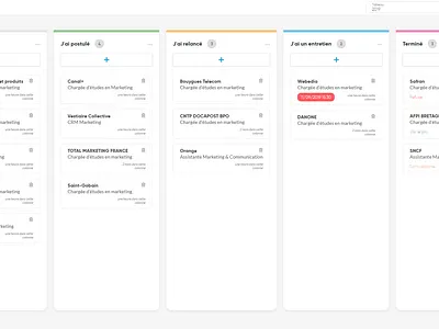 Maestro — Kanban Interface design kanban postuler postuler ui ux