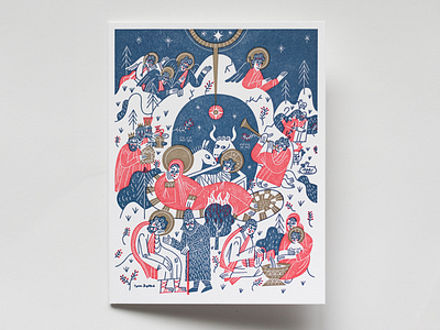 Christmas card christian christmas card illustration letterpress nativity orthodox