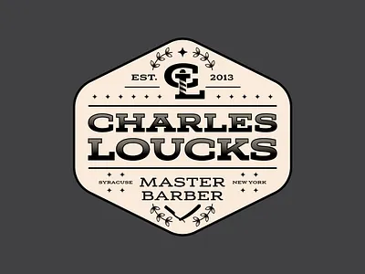 Charles Loucks Brand Badge badge barber barbershop brand logo monogram new york retro syracuse