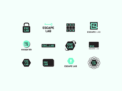 Escape Lab Logo Sketches branding design escape room flat icon illustrator logo print science space typography vector