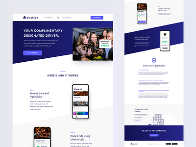 Chariot app website app app design app landing page app website clean credit drinking driving iphone landing page lyft map ride sharing success uber web design agency webdesign