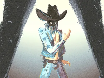 Orville Peck cowboy denim illustraion orville peck portrait western