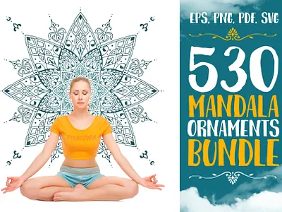 530 Vector Mandala Ornaments Preview animal bundle butterfly cross design egyptian illustration mandala mandala art mandalas meditation set skull vector vector art yoga