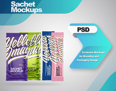 Sachets Mockups PSD 3d design illustration mock up mockup mockupdesign pack package smartobject visualization