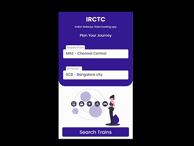 IRCTC Booking Application app booking branding cards design dribbble best shot illustration profile ui ux website