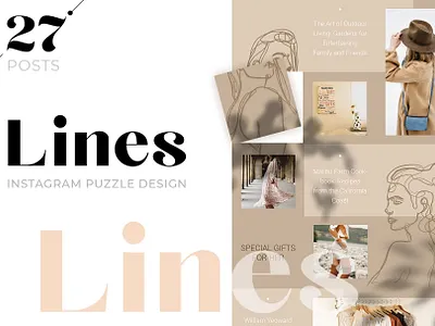 Woman instagram puzzle design for female bloggers design female feminine illustration instagram instagram grid instagram post template instagram template puzzle puzzle template