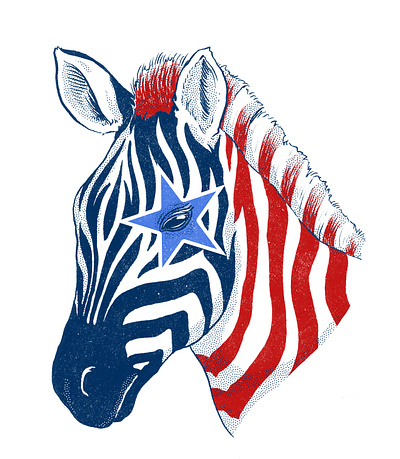 American Zebra america animals drawing illustration ink stars stars and stripes texture usa wip zebra