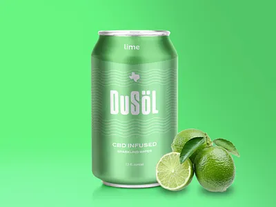 DuSol Sparkling CBD Water can clean design lime packaging packaging design water